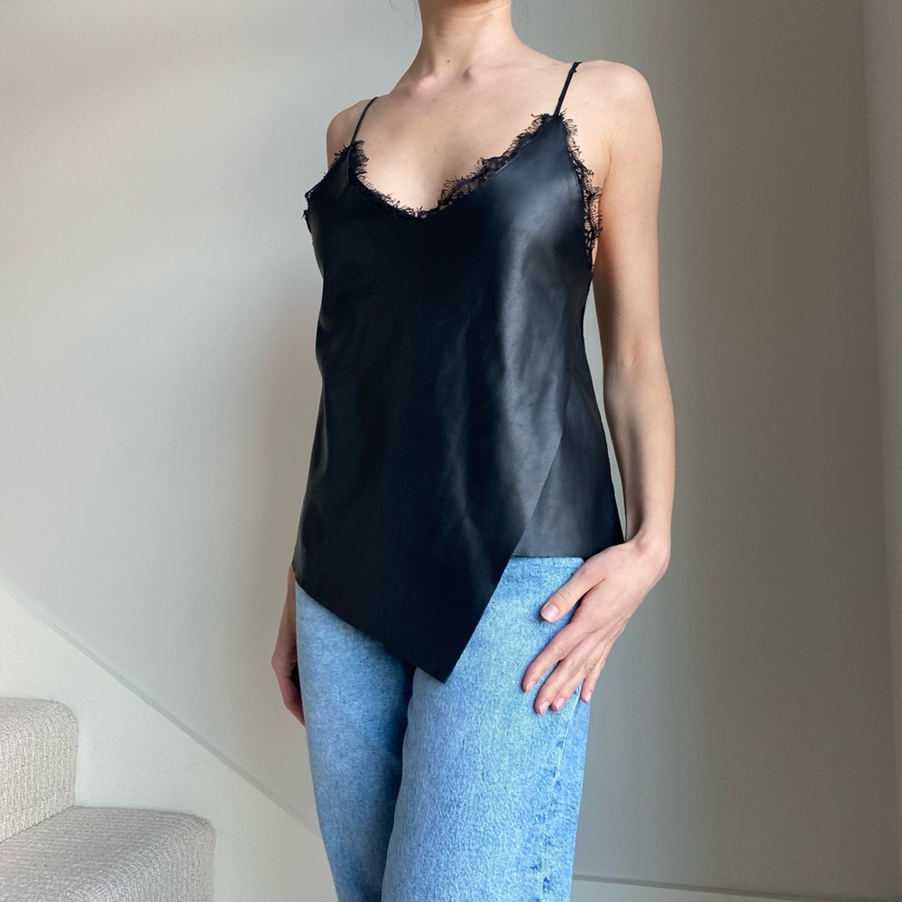 Zara faux leather top with lace - Picture 4 of 13